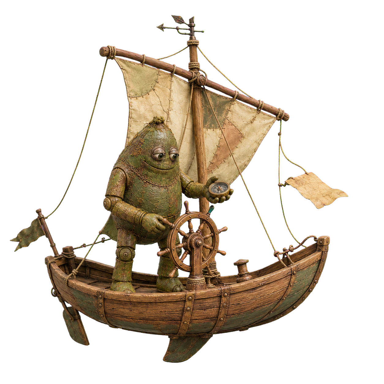 Stopping Monster calmly steering by compass.